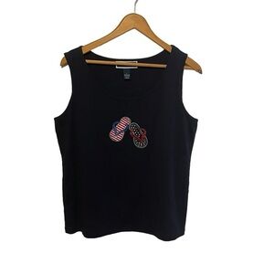 Karen Scott Navy Patriotic Flip Flop Tank Size Large